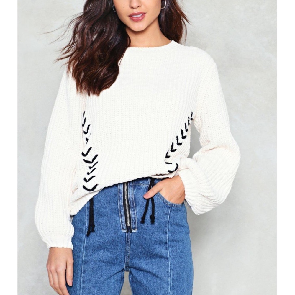 Nasty Gal - Ties the Limit Chunky Sweater - One Size
